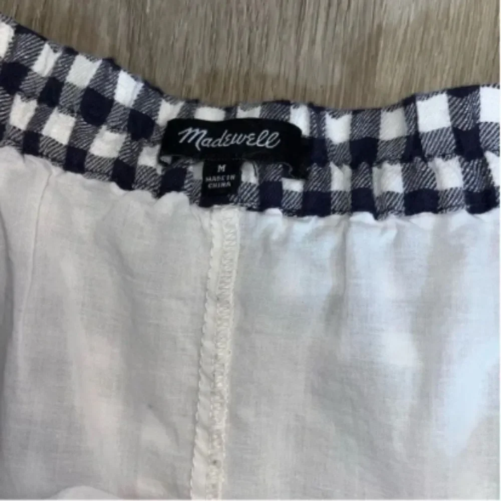 Madewell Navy Gingham Plaid Tiered Skirt